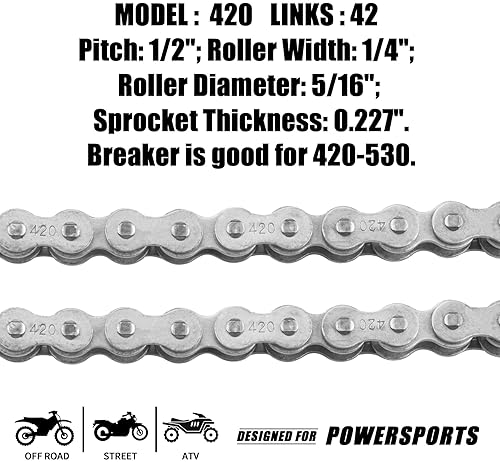 CNCMOTOK 420 JACKSHAFT CHAIN 42-LINK WITH CHAIN BREAKER FOR COLEMAN BT200X CT200U TRAIL MINI BIKE PARTS