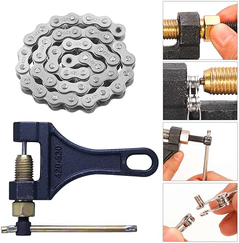 CNCMOTOK 420 JACKSHAFT CHAIN 42-LINK WITH CHAIN BREAKER FOR COLEMAN BT200X CT200U TRAIL MINI BIKE PARTS
