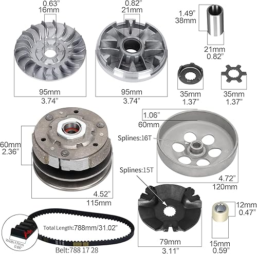 JIAYAN POLARIS ATV TRANSMISSION REBUILD KIT - CLUTCH, VARIATOR, DRIVE BELT ROLLERS INCLUDED