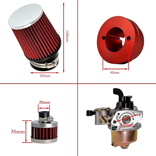 JMCHSTORE RED AIR FILTER ADAPTER KIT FOR MONSTER MEGA MOTO MMB80 MMB105 80-105CC MINI BIKES
