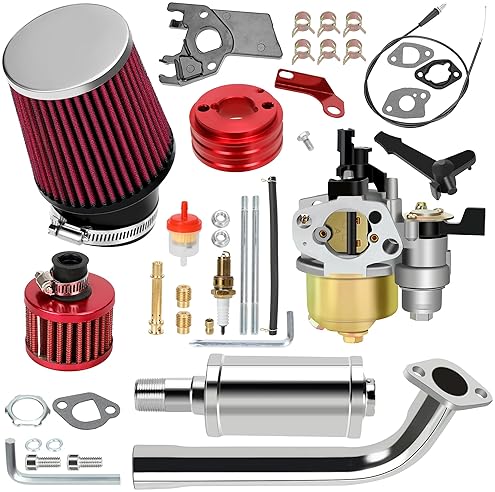 YOXUFA 212CC CARBURETOR EXHAUST MUFFLER KIT FOR PREDATOR 212CC 224CC 6.5HP MINI BIKE GO KART