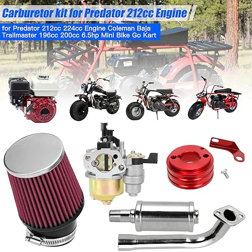 YOXUFA 212CC CARBURETOR EXHAUST MUFFLER KIT FOR PREDATOR 212CC 224CC 6.5HP MINI BIKE GO KART