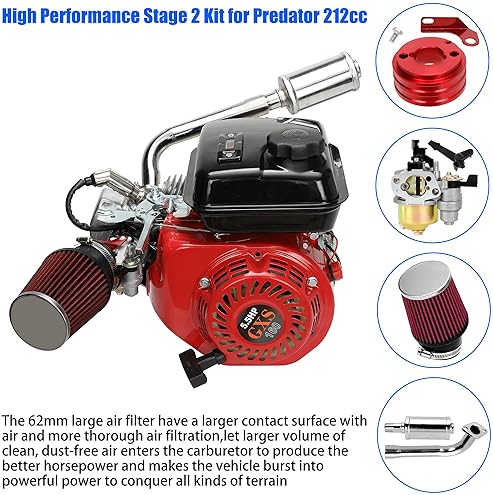 YOXUFA 212CC CARBURETOR EXHAUST MUFFLER KIT FOR PREDATOR 212CC 224CC 6.5HP MINI BIKE GO KART