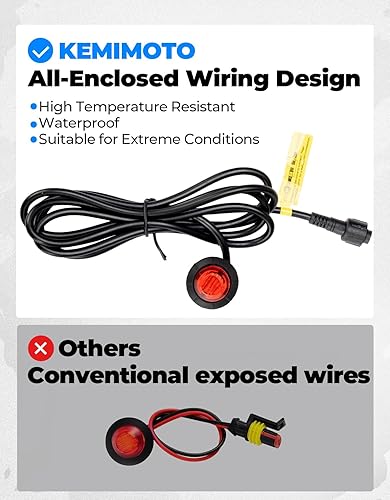 KEMIMOTO UTV TURN SIGNAL KIT WITH HORN, PRE-WIRED PLUG PLAY BLINKER, ROCKER SWITCH, UNIVERSAL
