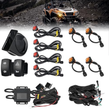 KEMIMOTO UTV TURN SIGNAL KIT WITH HORN, PRE-WIRED PLUG PLAY BLINKER, ROCKER SWITCH, UNIVERSAL