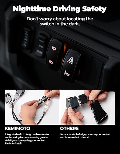 KEMIMOTO UTV TURN SIGNAL KIT WITH HORN, PRE-WIRED PLUG PLAY BLINKER, ROCKER SWITCH, UNIVERSAL