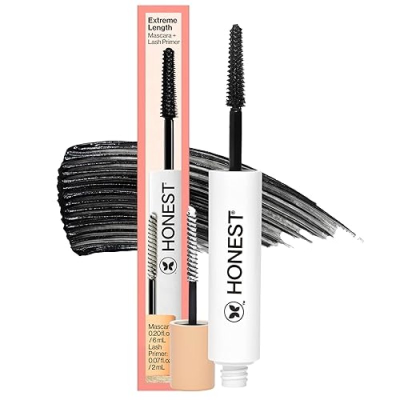 HONEST BEAUTY 2-IN-1 LENGTHENING VOLUMIZING MASCARA LASH PRIMER, BLACK, 0.27 FL OZ