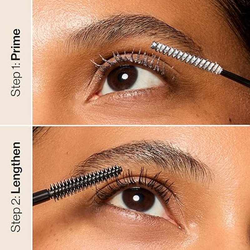 HONEST BEAUTY 2-IN-1 LENGTHENING VOLUMIZING MASCARA LASH PRIMER, BLACK, 0.27 FL OZ