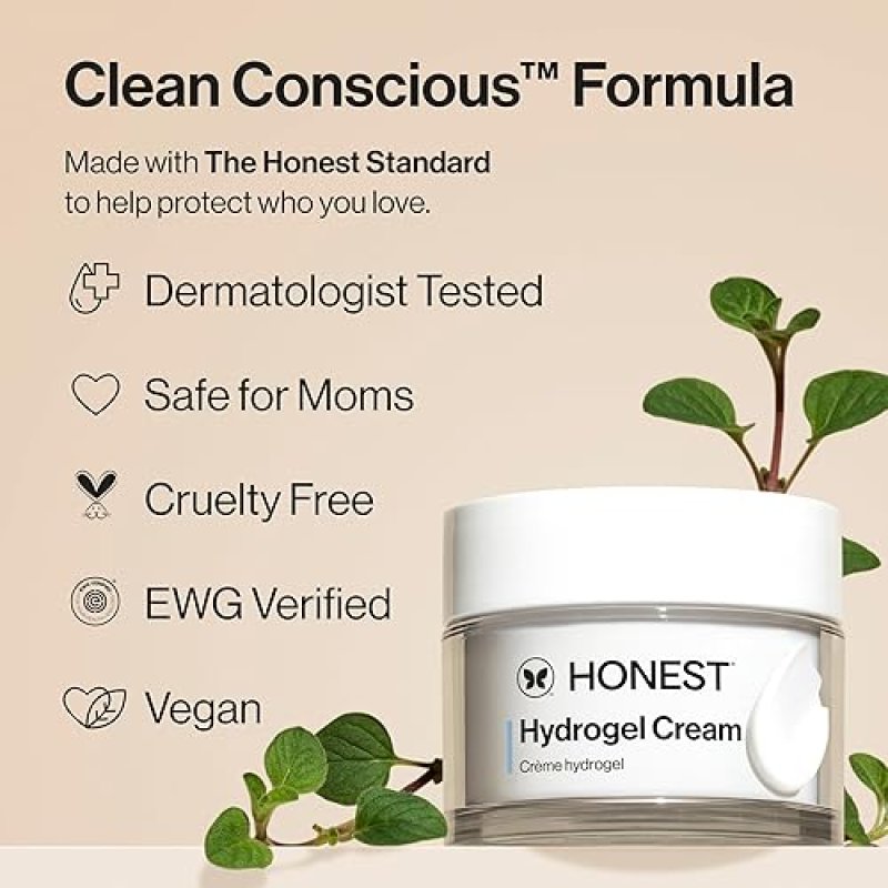HONEST BEAUTY HYDROGEL CREAM WITH HYALURONIC ACID LIGHTWEIGHT, MOISTURIZING, VEGAN, FRAGRANCE-FREE,