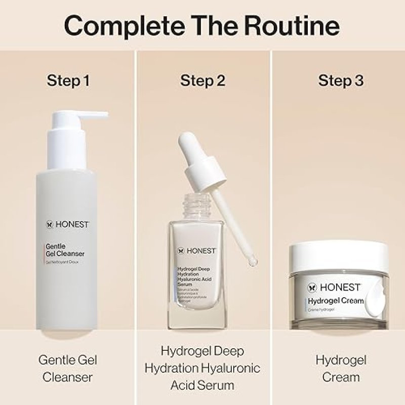 HONEST BEAUTY HYDROGEL CREAM WITH HYALURONIC ACID LIGHTWEIGHT, MOISTURIZING, VEGAN, FRAGRANCE-FREE,