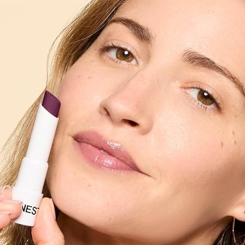 HONEST BEAUTY VEGAN TINTED LIP BALM MOISTURIZING WITH ACAI AVOCADO OIL, PARABEN-FREE PLUM DROP