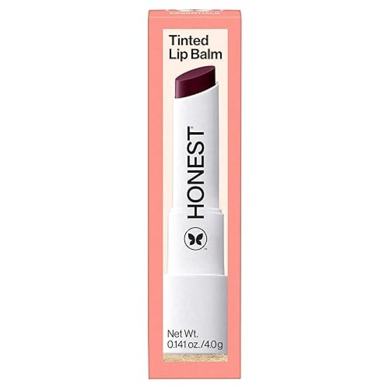 HONEST BEAUTY VEGAN TINTED LIP BALM MOISTURIZING WITH ACAI AVOCADO OIL, PARABEN-FREE PLUM DROP