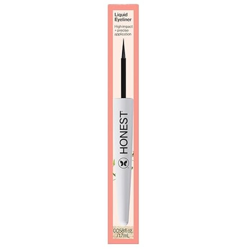 HONEST BEAUTY BLACK LIQUID EYELINER 0.58OZ LONGLASTING, SMUDGE FLAKE PROOF, VEGAN