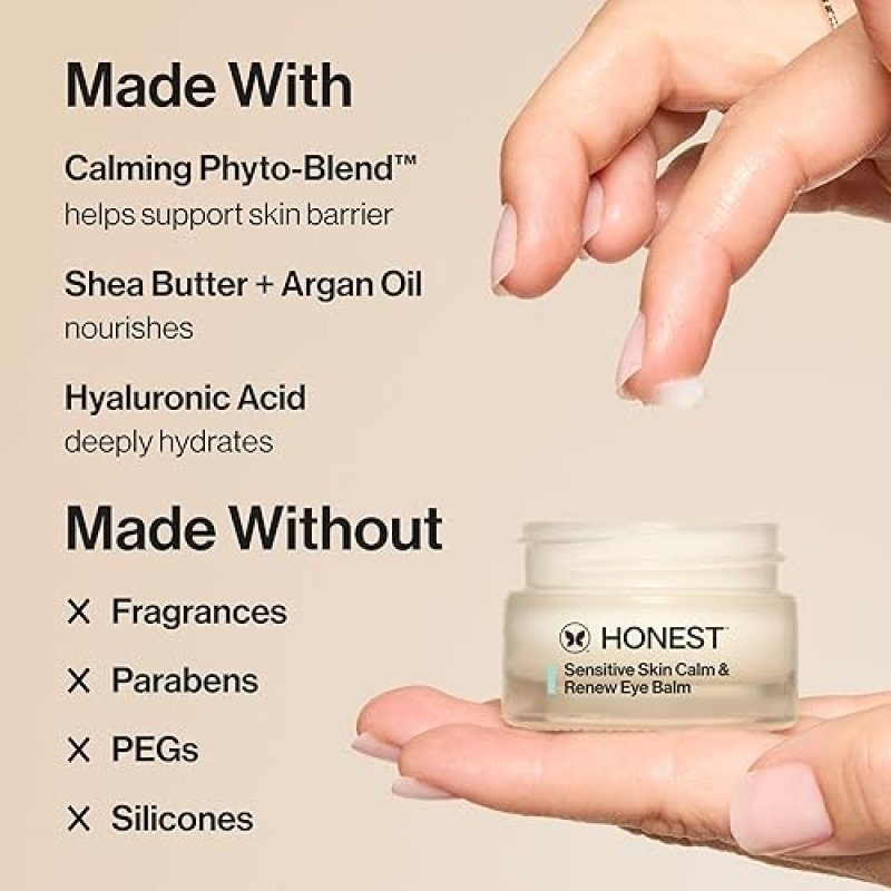 HONEST BEAUTY CALM RENEW EYE BALM FOR SENSITIVE SKIN MOISTURIZING, FIRMING, VEGAN, 0.5 OZ