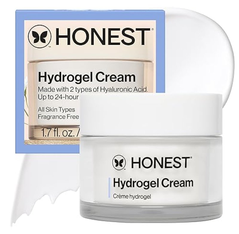 HONEST BEAUTY HYDROGEL CREAM 1.7 OZ LIGHTWEIGHT HYALURONIC ACID MOISTURIZER, VEGAN FRAGRANCE-FREE