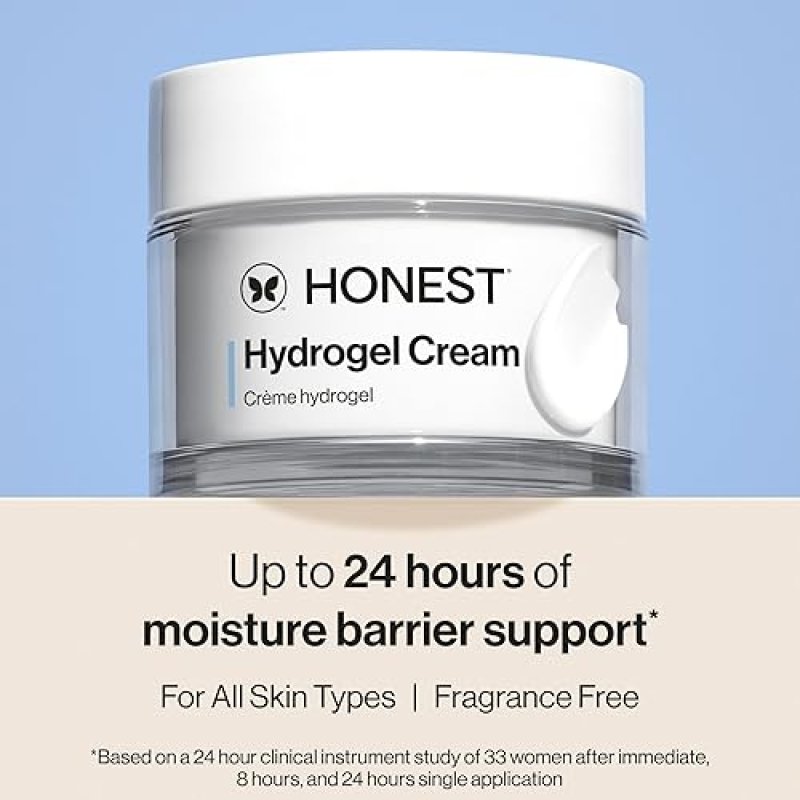 HONEST BEAUTY HYDROGEL CREAM 1.7 OZ LIGHTWEIGHT HYALURONIC ACID MOISTURIZER, VEGAN FRAGRANCE-FREE