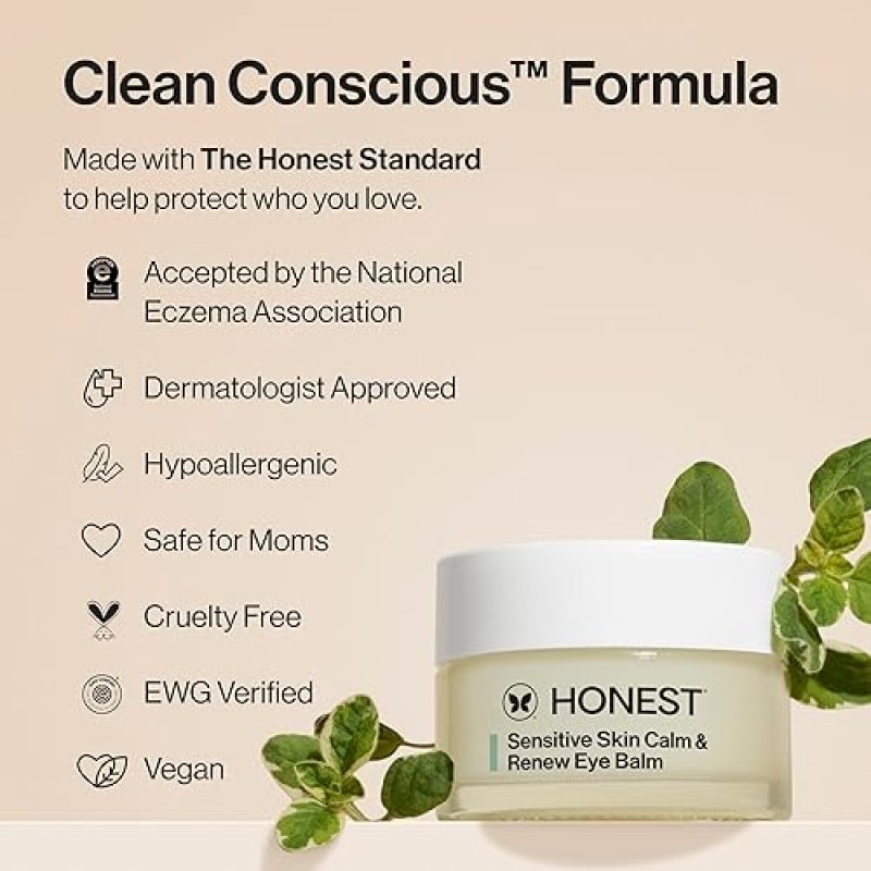 HONEST BEAUTY SENSITIVE SKIN EYE BALM 0.5 OZ MOISTURIZING, FIRMING, HYPOALLERGENIC, VEGAN