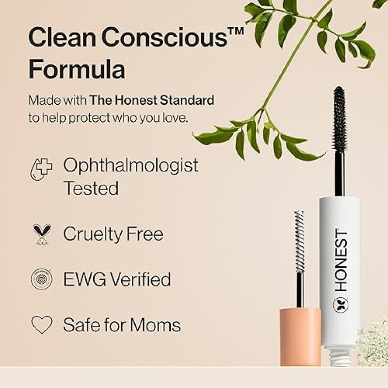 HONEST BEAUTY 2-IN-1 LENGTHENING VOLUMIZING MASCARA LASH PRIMER, BLACK, 0.27 FL OZ, CRUELTY-FREE