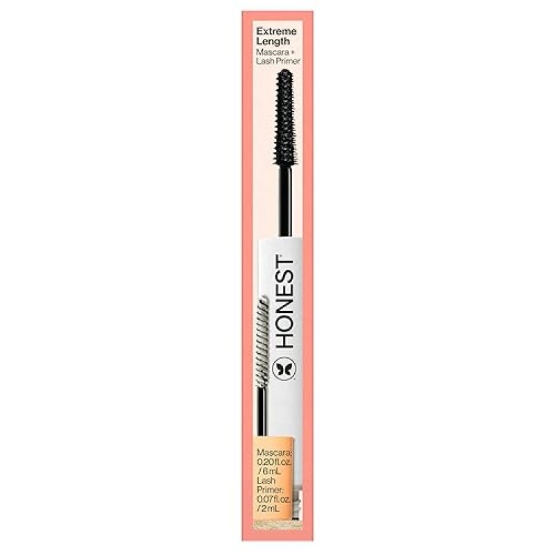 HONEST BEAUTY 2-IN-1 LENGTHENING VOLUMIZING MASCARA LASH PRIMER, BLACK, 0.27 FL OZ, CRUELTY-FREE