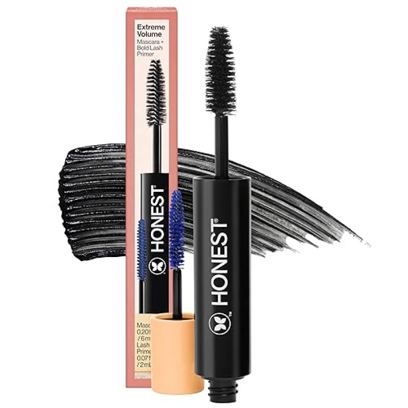 HONEST BEAUTY 2-IN-1 VOLUMIZING MASCARA LASH PRIMER WITH CASTOR OIL, VEGAN, SENSITIVE EYES