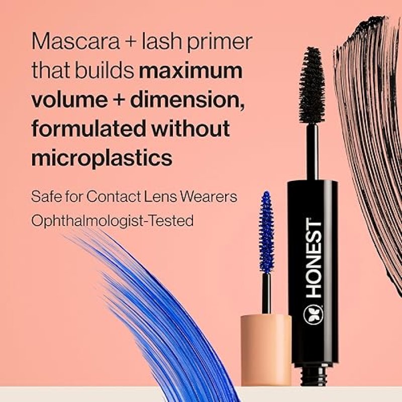 HONEST BEAUTY 2-IN-1 VOLUMIZING MASCARA LASH PRIMER WITH CASTOR OIL, VEGAN, SENSITIVE EYES