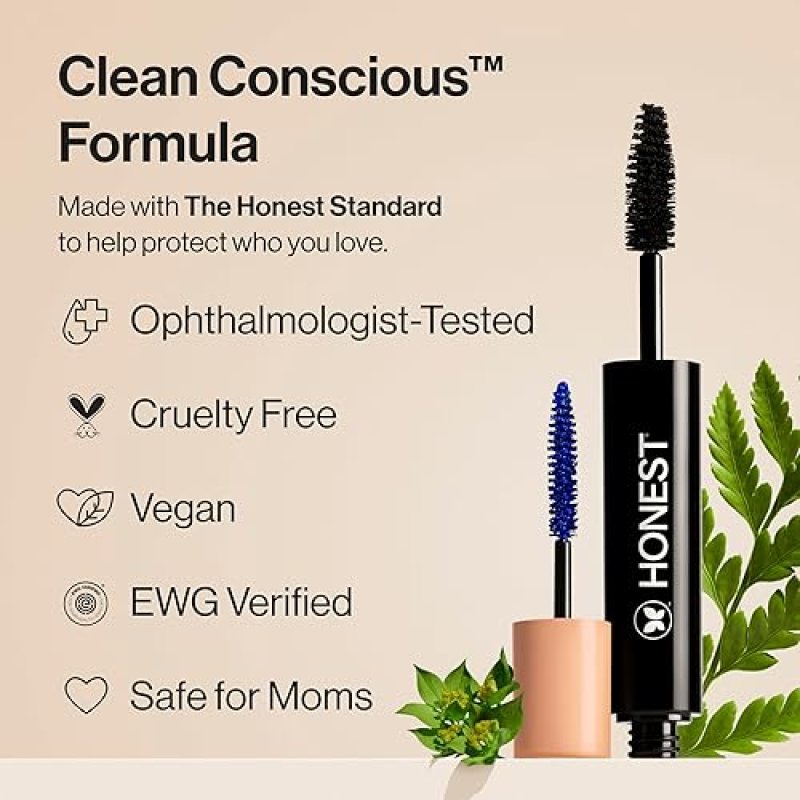 HONEST BEAUTY 2-IN-1 VOLUMIZING MASCARA LASH PRIMER WITH CASTOR OIL, VEGAN, SENSITIVE EYES