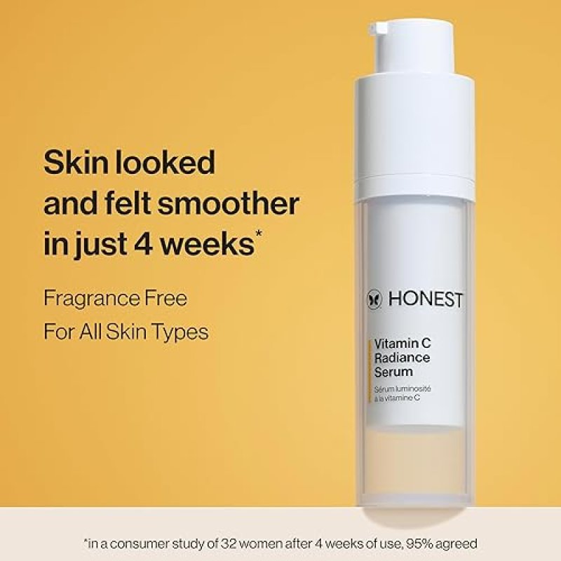 HONEST BEAUTY VITAMIN C RADIANCE SERUM BRIGHTENS SKIN, GENTLE, FRAGRANCE-FREE, VEGAN 1 FL OZ
