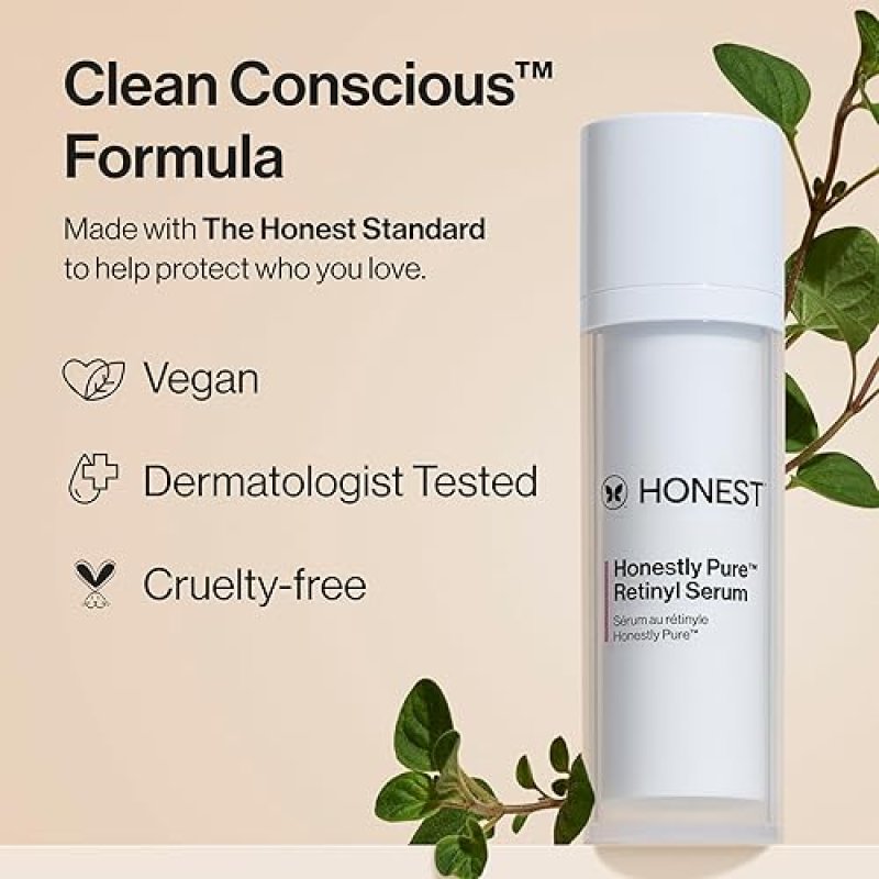 HONEST BEAUTY NIGHTLY RETINYL SERUM MOISTURIZES, EXFOLIATES, REDUCES FINE LINES, VEGAN