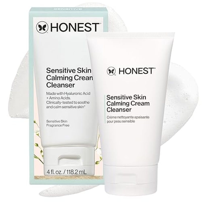 HONEST BEAUTY SENSITIVE SKIN CALMING CREAM CLEANSER HYDRATING, HYPOALLERGENIC, VEGAN 4 OZ
