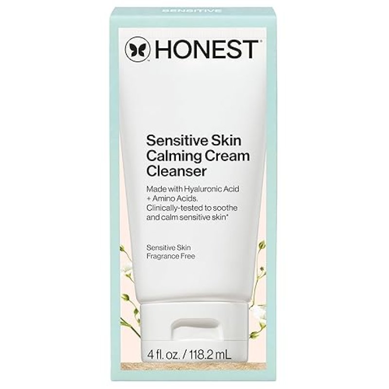 HONEST BEAUTY SENSITIVE SKIN CALMING CREAM CLEANSER HYDRATING, HYPOALLERGENIC, VEGAN 4 OZ