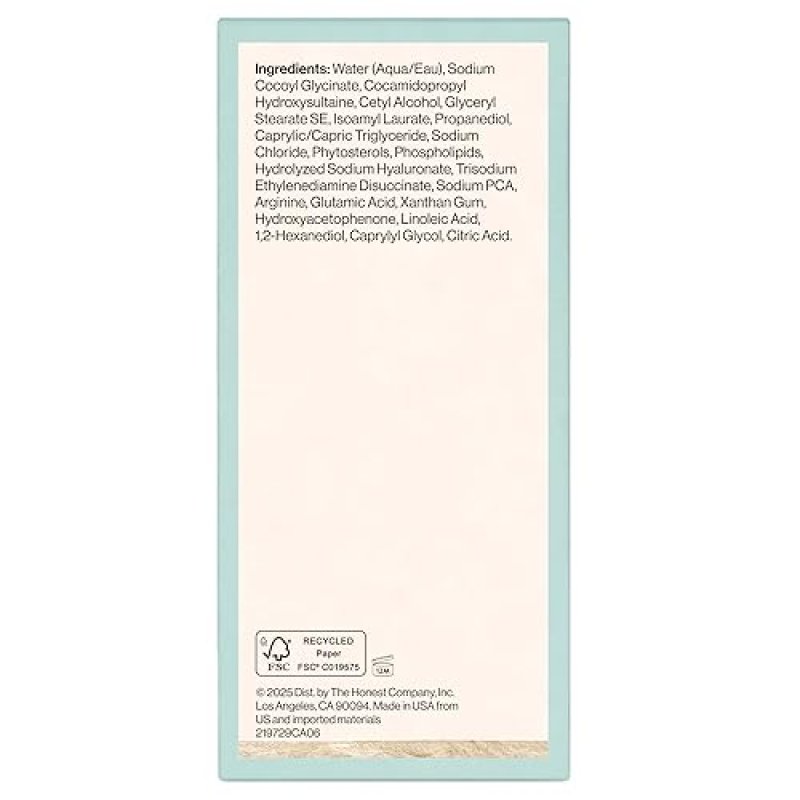 HONEST BEAUTY SENSITIVE SKIN CALMING CREAM CLEANSER HYDRATING, HYPOALLERGENIC, VEGAN 4 OZ
