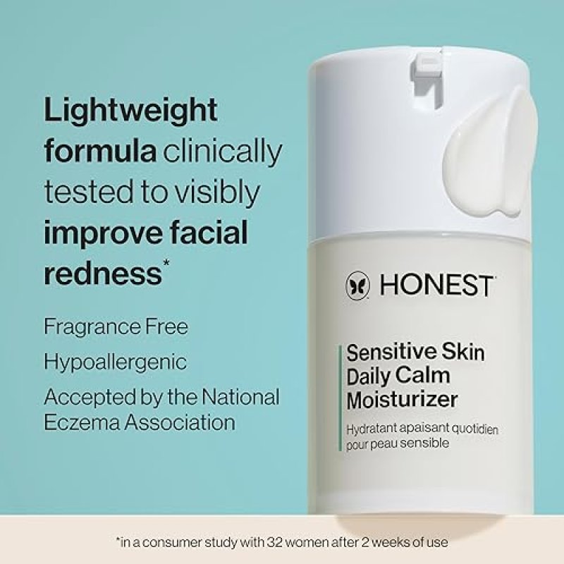 HONEST BEAUTY SENSITIVE SKIN MOISTURIZER LIGHTWEIGHT, REDUCES REDNESS, HYDRATING, VEGAN 1.7OZ