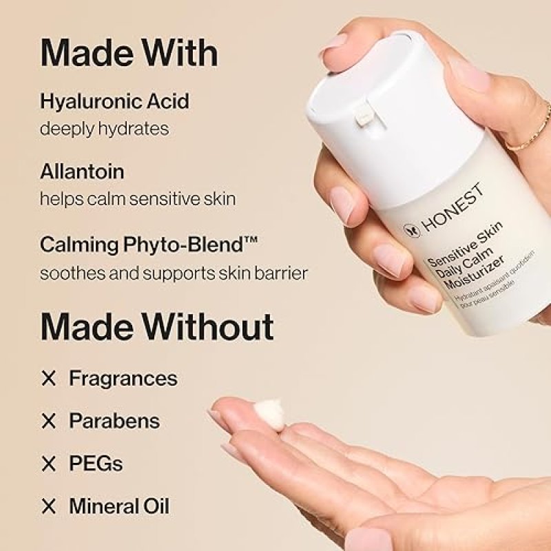 HONEST BEAUTY SENSITIVE SKIN MOISTURIZER LIGHTWEIGHT, REDUCES REDNESS, HYDRATING, VEGAN 1.7OZ