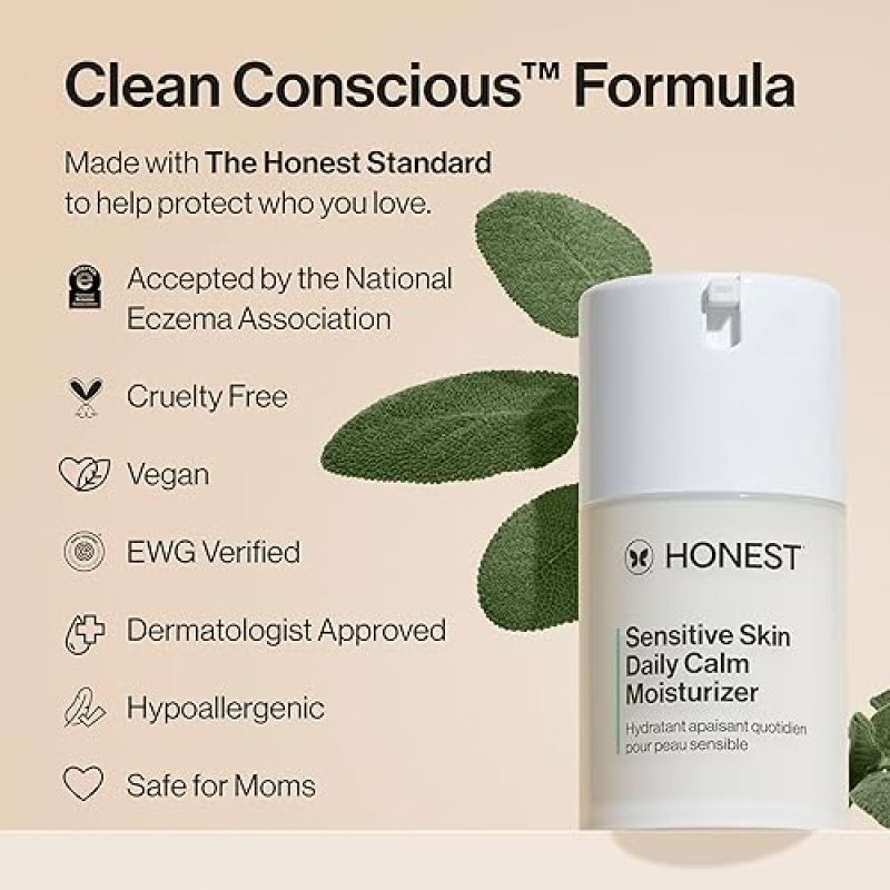 HONEST BEAUTY SENSITIVE SKIN MOISTURIZER LIGHTWEIGHT, REDUCES REDNESS, HYDRATING, VEGAN 1.7OZ