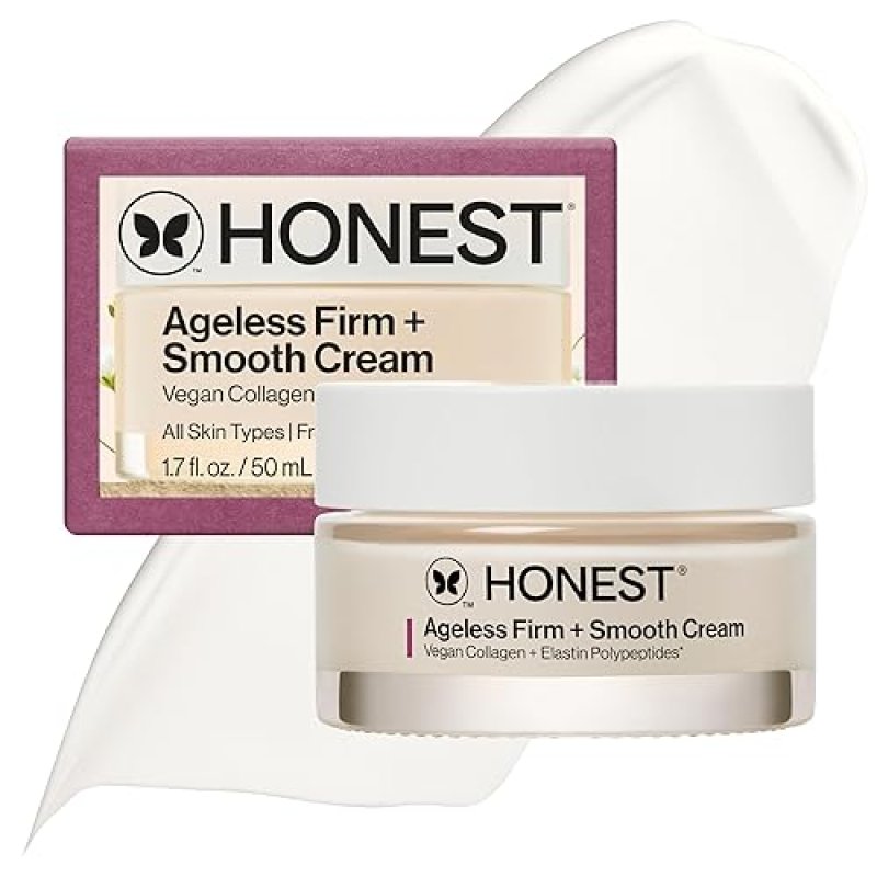 HONEST BEAUTY AGELESS FIRM SMOOTH CREAM VEGAN COLLAGEN, FRAGRANCE-FREE, 1.7 FL OZ