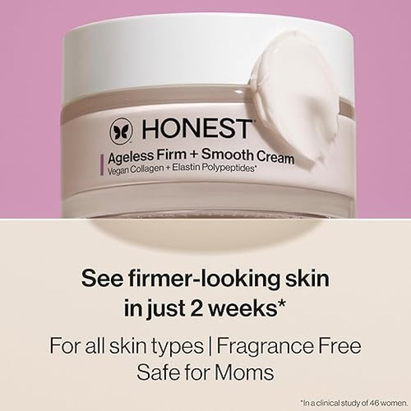 HONEST BEAUTY AGELESS FIRM SMOOTH CREAM VEGAN COLLAGEN, FRAGRANCE-FREE, 1.7 FL OZ