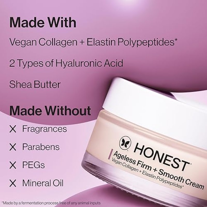 HONEST BEAUTY AGELESS FIRM SMOOTH CREAM VEGAN COLLAGEN, FRAGRANCE-FREE, 1.7 FL OZ