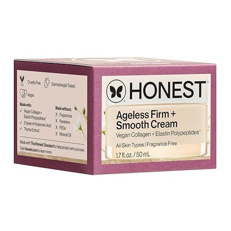HONEST BEAUTY AGELESS FIRM SMOOTH CREAM VEGAN COLLAGEN, FRAGRANCE-FREE, 1.7 FL OZ