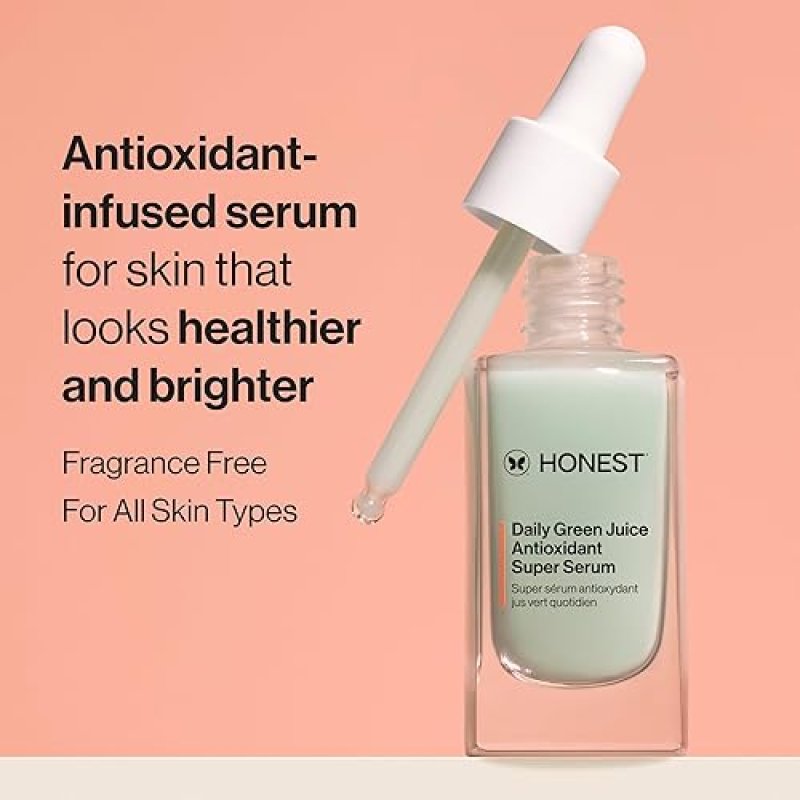 HONEST BEAUTY DAILY GREEN JUICE SUPER SERUM ANTIOXIDANT, VEGAN, FRAGRANCE-FREE, 1 FL OZ