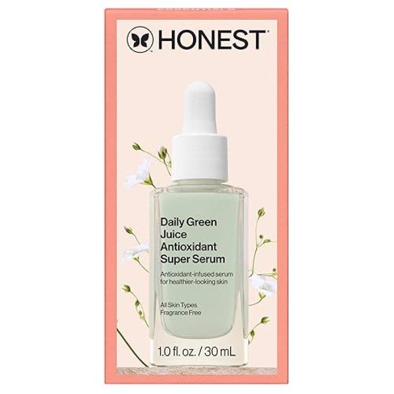 HONEST BEAUTY DAILY GREEN JUICE SUPER SERUM ANTIOXIDANT, VEGAN, FRAGRANCE-FREE, 1 FL OZ