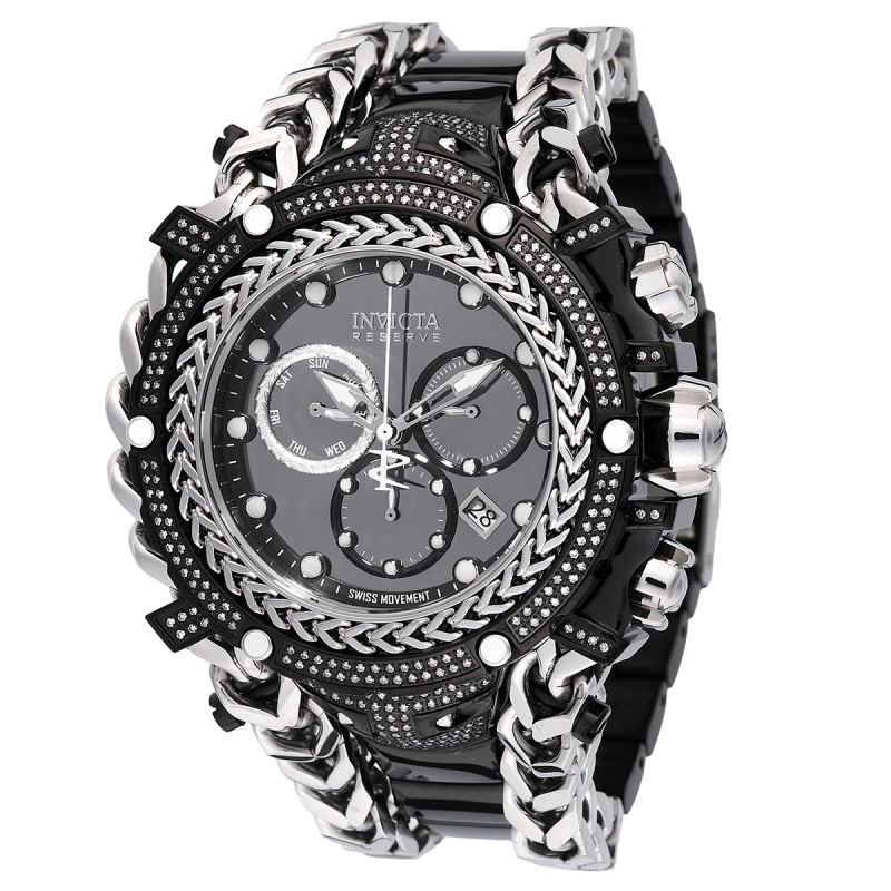 INVICTA RESERVE GLADIATOR 1.75 CARAT DIAMOND SWISS RONDA Z60 CALIBER MEN'S WATCH - 58.3MM, BLACK, STEEL (48419)