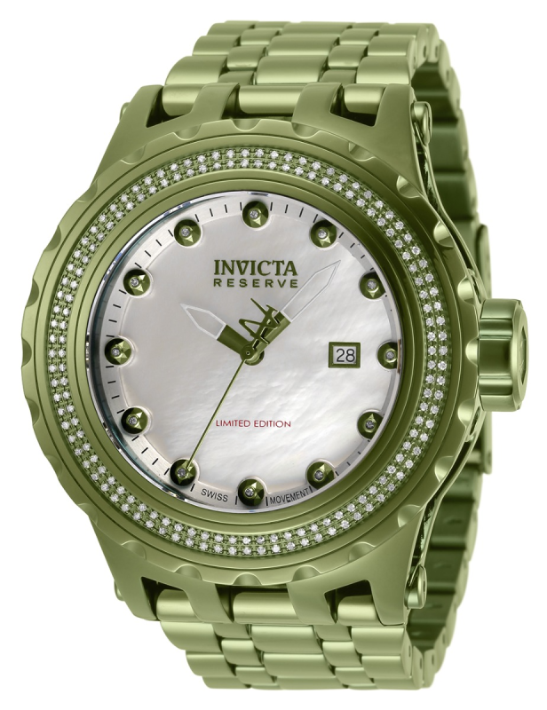 INVICTA RESERVE SPECIALTY SUBAQUA 0.76 CARAT DIAMOND SWISS RONDA 515 CALIBER MEN'S WATCH W/ MOTHER OF PEARL DIAL - 52MM, LIGHT GREEN (34305)