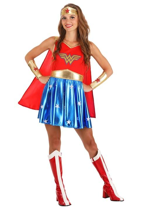 SPIRIT HALLOWEEN COSTUMES CAPED WONDER WOMAN COSTUME FOR ADULTS