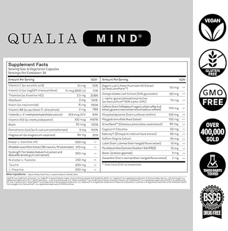 QUALIA  COLLECTIVE QUALIA MIND DOCTOR-FORMULATED NOOTROPIC FOR FOCUS BRAIN HEALTH