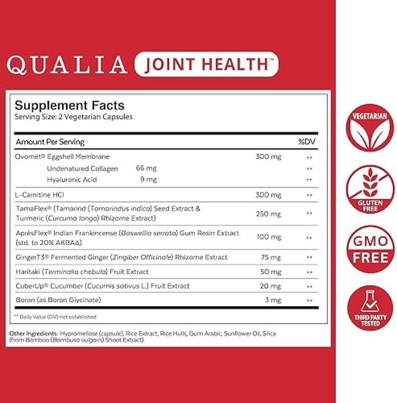 QUALIA JOINT HEALTH 10 NUTRIENTS COLLAGEN, BOSWELLIA, TURMERIC FOR STRONG JOINTS 1 MONTH
