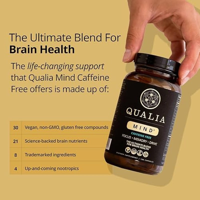 QUALIA  MIND CAFFEINE-FREE NOOTROPIC FOCUS, CONCENTRATION PRODUCTIVITY, 6-WEEK SUPPLY