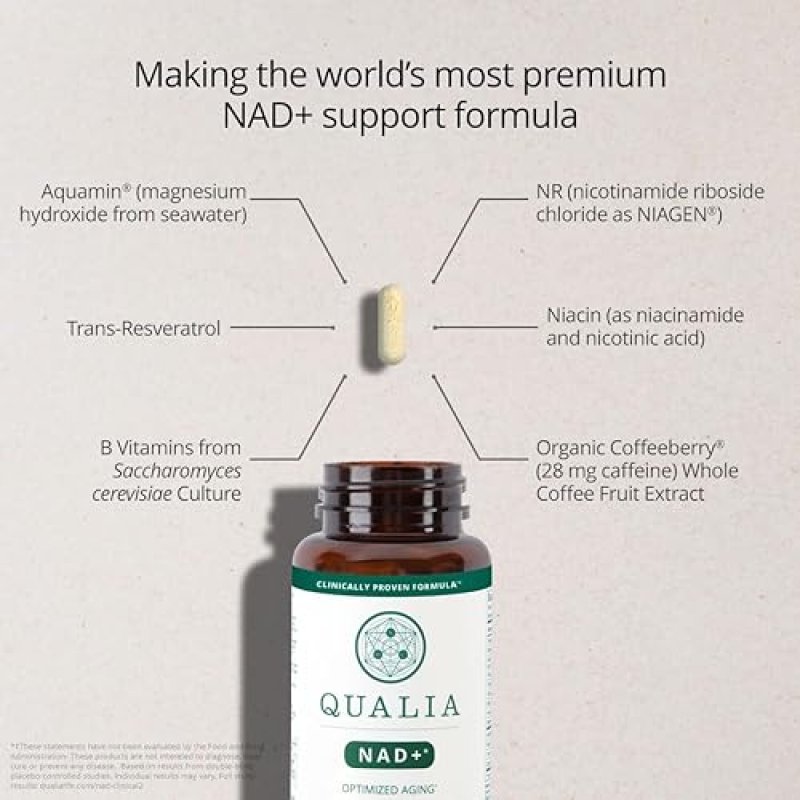 QUALIA NAD BOOSTER SUPPLEMENT CLINICALLY PROVEN 67 NAD INCREASE, ENERGY FOCUS SUPPORT