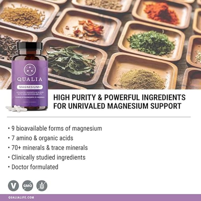 QUALIA MAGNESIUM DOCTOR-FORMULATED WITH 10 MAGNESIUM TYPES 70 MINERALS FOR RELAXATION RECOVERY