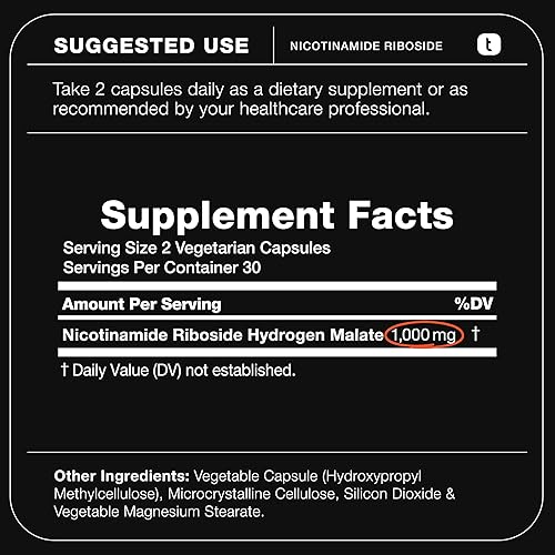 TONIIQ NICOTINAMIDE RIBOSIDE 1000MG HIGH-POTENCY NAD BOOSTER STABILIZED NRHM 60 VEGAN CAPS