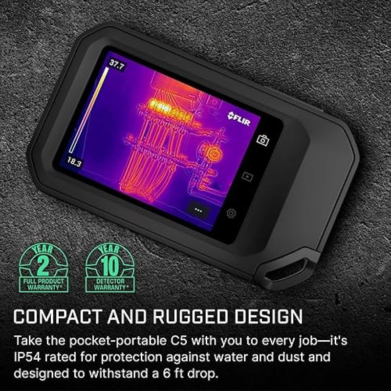 FLIR C5 WIFI THERMAL IMAGING CAMERA HIGH-RES INFRARED FOR INSPECTION HVAC USE